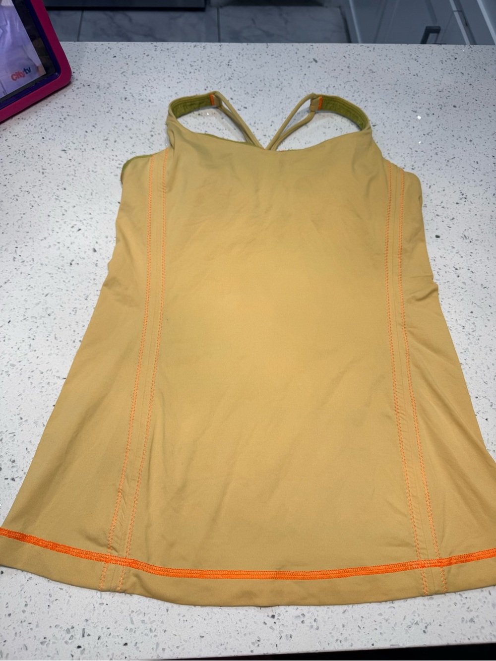 lululemon athletica Yellow Tank Top with Orange Stitching